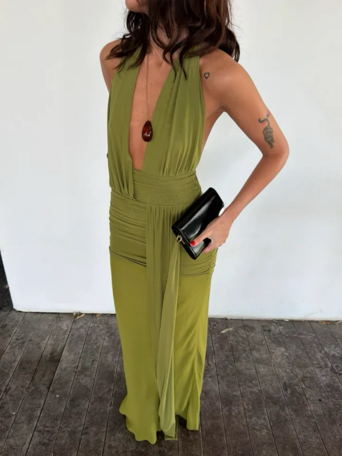 Bec and Bridge Cassis Drape Maxi Fern Green Size 8