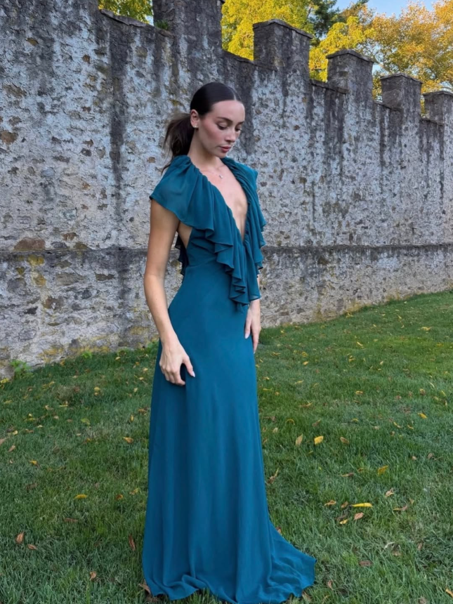 Ance Gria Clover Dress Teal Green Size 6
