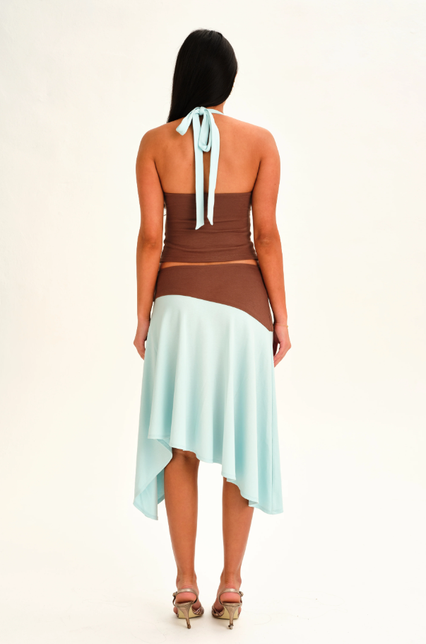 Sabelle Jemima Top Skirt Set Sky Blue Brown Size 8