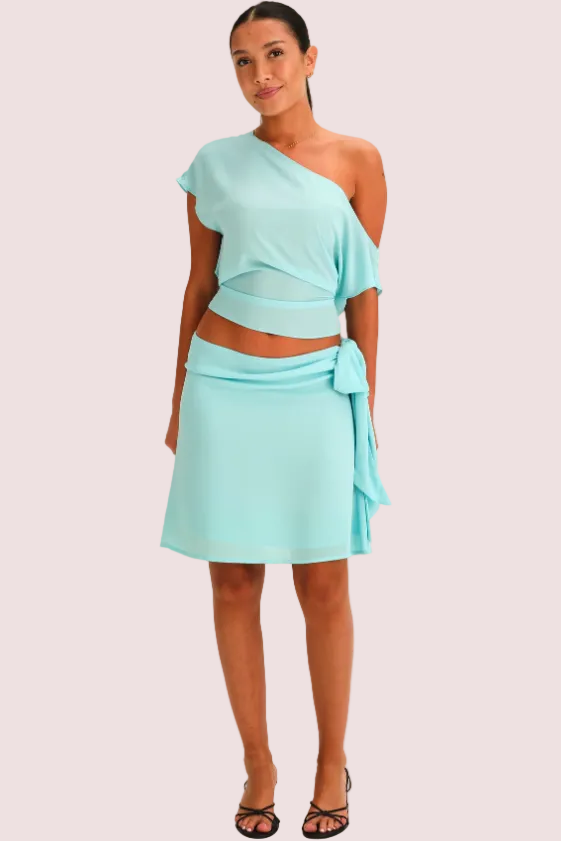 Sabelle Amelia Slouch Top Skirt Set Aqua Size 10