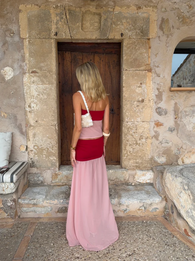 Desero Jacare Mallorca Top Skirt Set Rouge Size 10