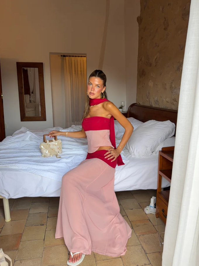 Desero Jacare Mallorca Top Skirt Set Rouge Size 10