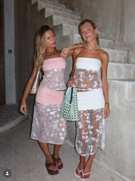 Desero Jacare Marbella Blance Top Skirt Set Size 8