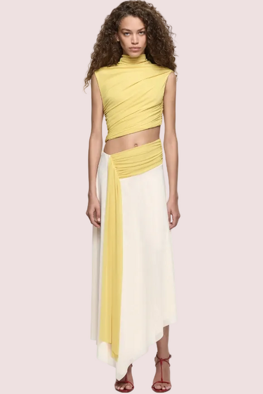 Bec and Bridge Connie Assym Dress Citron Butter Cream Size 8