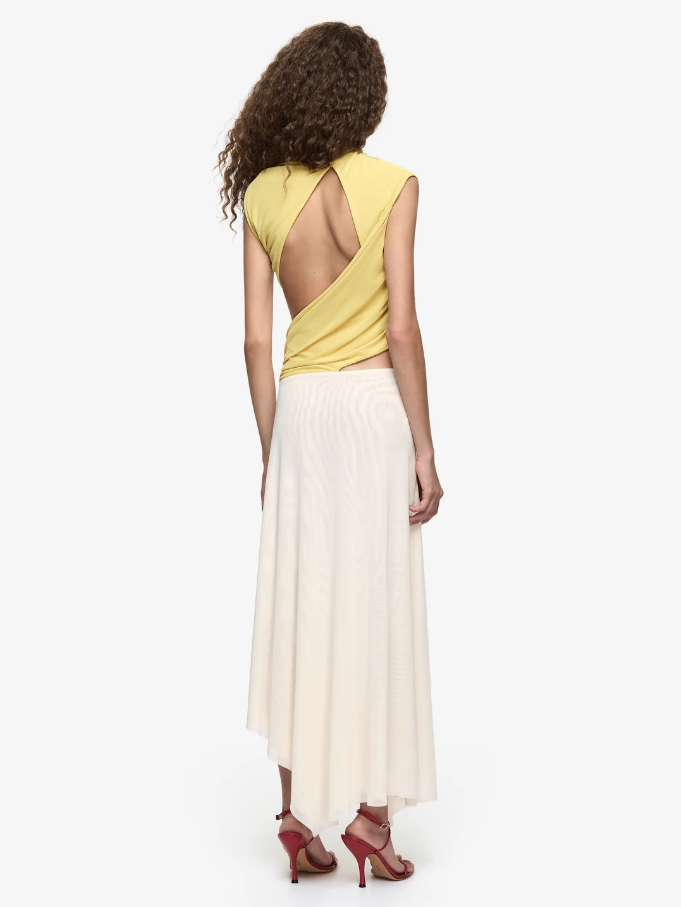 Bec and Bridge Connie Assym Dress Citron Butter Cream Size 8