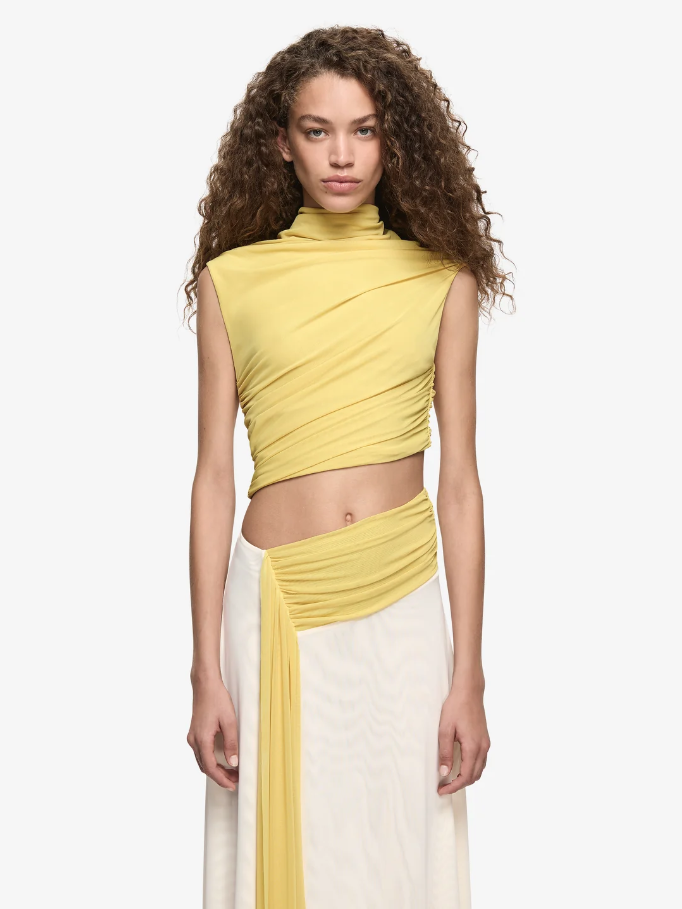 Bec and Bridge Connie Assym Dress Citron Butter Cream Size 8