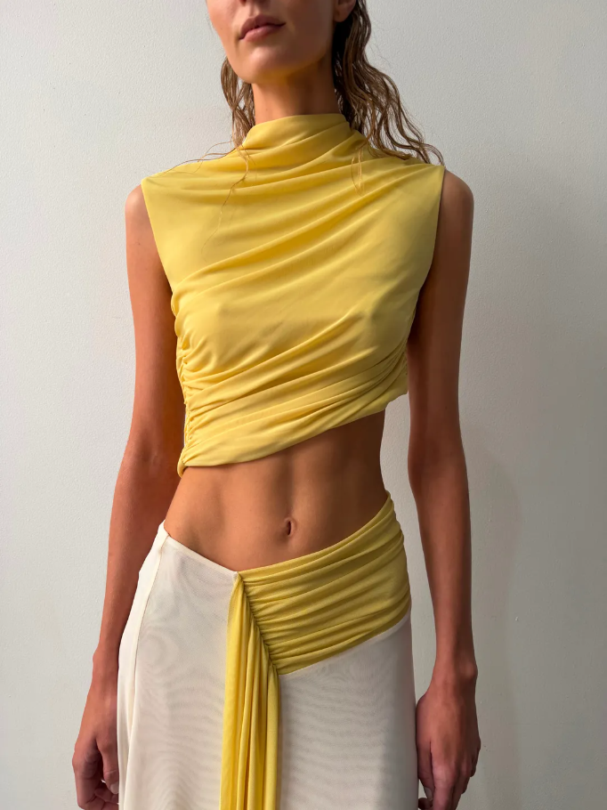 Bec and Bridge Connie Assym Dress Citron Butter Cream Size 8
