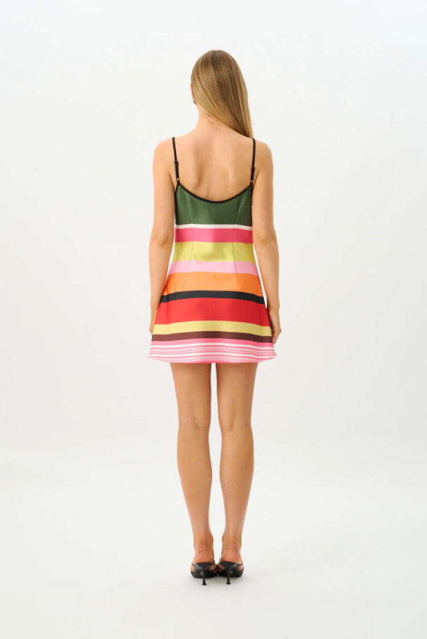 With Harper Lu Bias Mini Dress Emerald Stripe Size 10