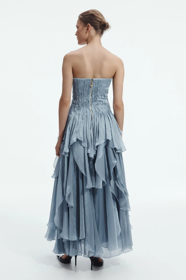 Aje Gleam Gown Metallic Blue Size 10