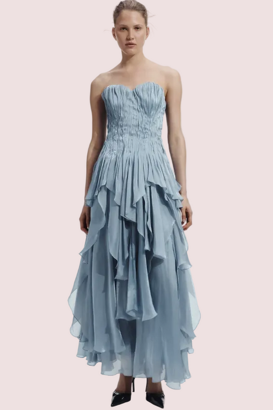 Aje Gleam Gown Metallic Blue Size 10