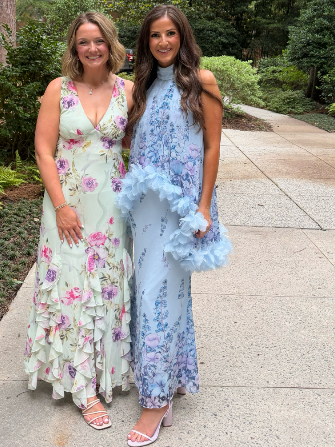 Elliatt Tulsia Floral Cape Maxi Dress Light Blue Size 8