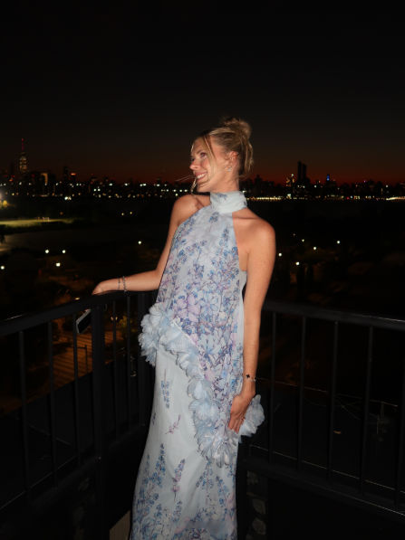 Elliatt Tulsia Floral Cape Maxi Dress Light Blue Size 8