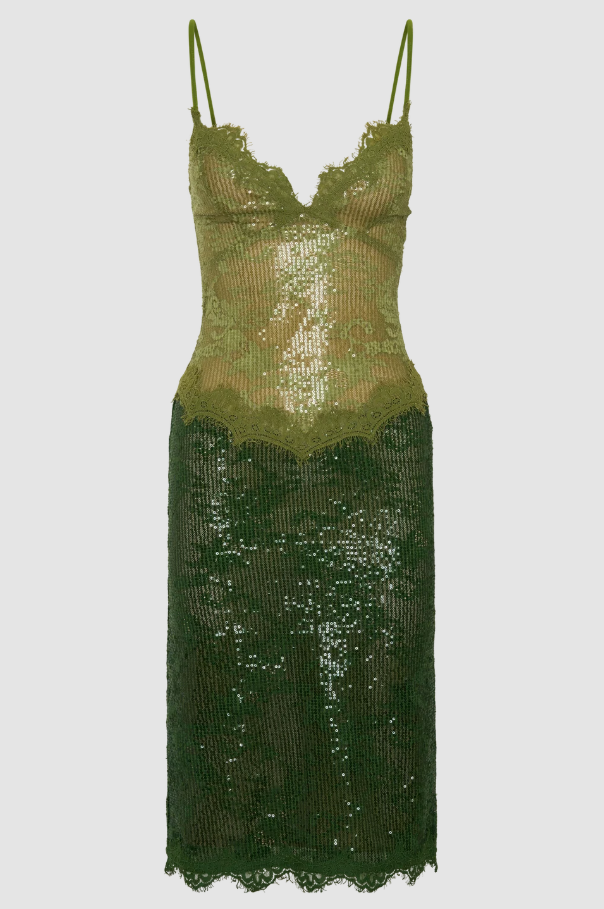 Meshki Jaimee Lace Midi Dress Tonal Green Size 10