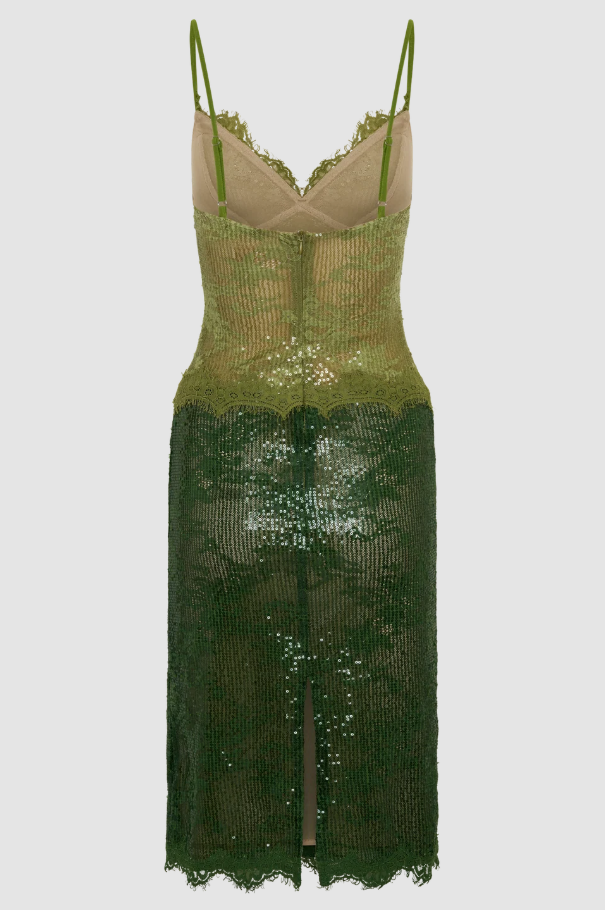 Meshki Jaimee Lace Midi Dress Tonal Green Size 10
