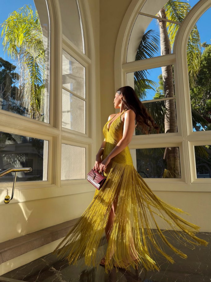 Meshki Tiffany Maxi Dress Yellow Chartreuse Size 10