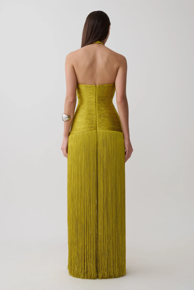 Meshki Tiffany Maxi Dress Yellow Chartreuse Size 10