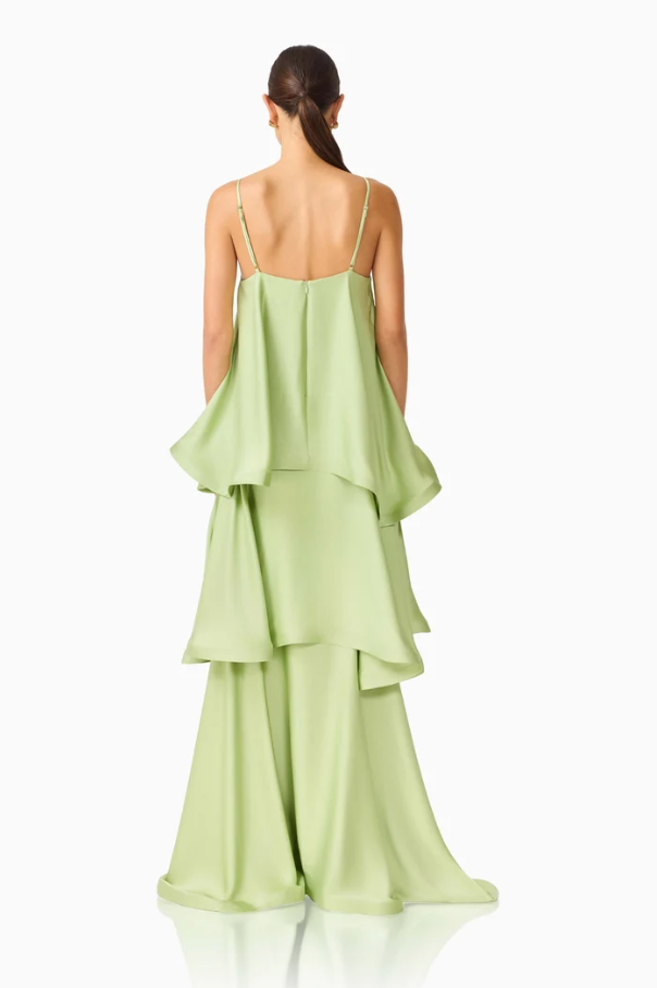 Elliatt Tilly Tiered Dress - Sage Green Size 10