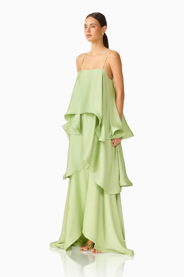 Elliatt Tilly Tiered Dress - Sage Green Size 10