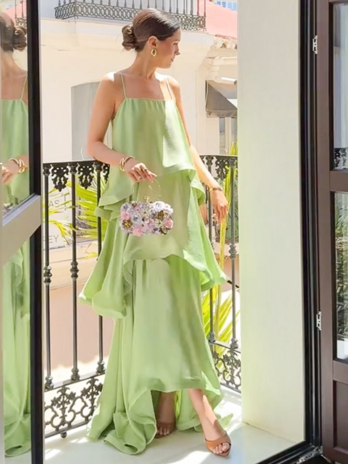 Elliatt Tilly Tiered Dress - Sage Green Size 10