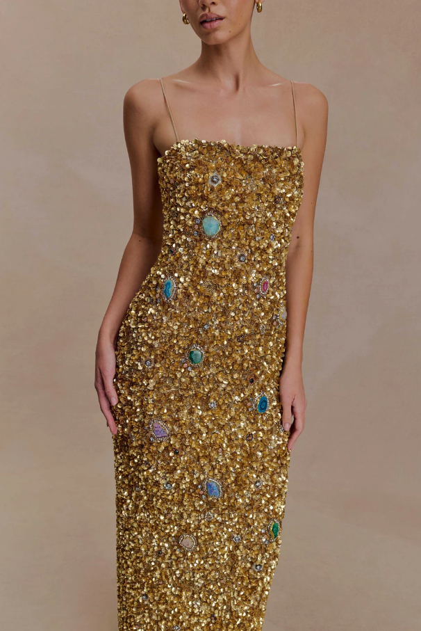 Meshki Porter Gold Dress Size 8