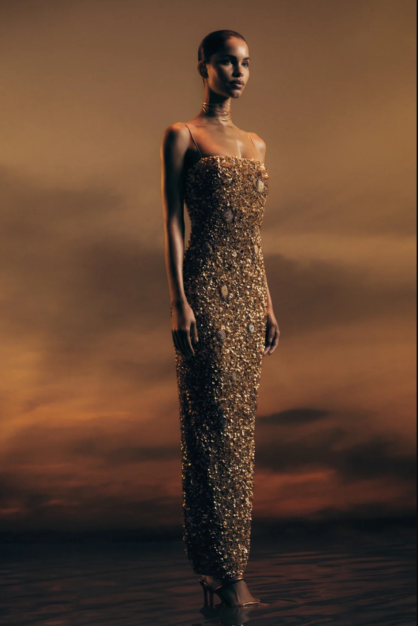 Meshki Porter Gold Dress Size 8