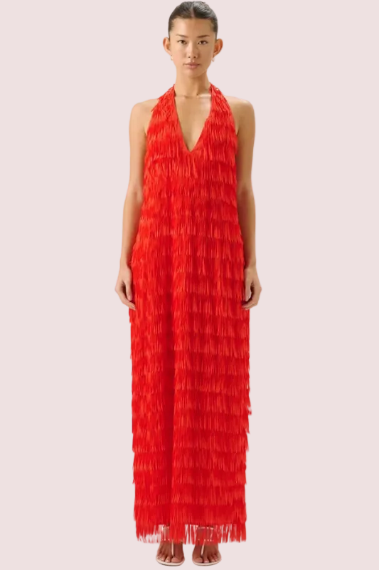 Roame Ischia Fringe Dress Red Size 8,10,12