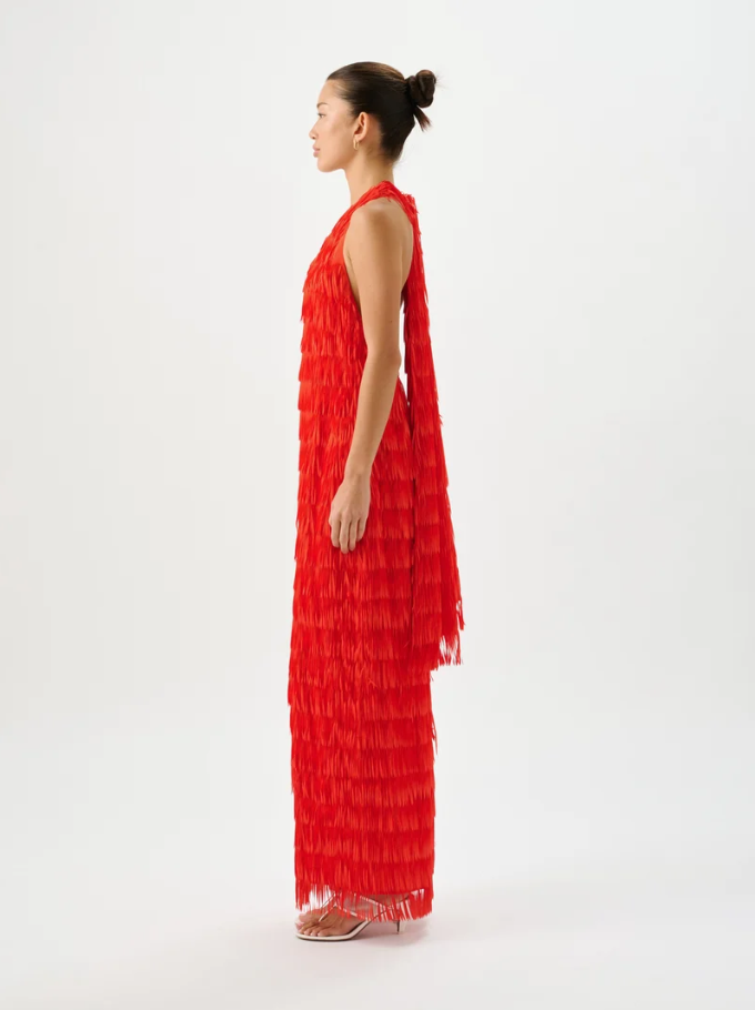 Roame Ischia Fringe Dress Red Size 8,10,12