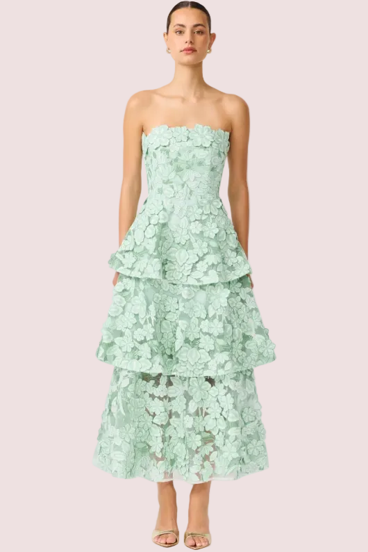 Elliatt Roseate Tiered Maxi Dress in Mint Green Size 10