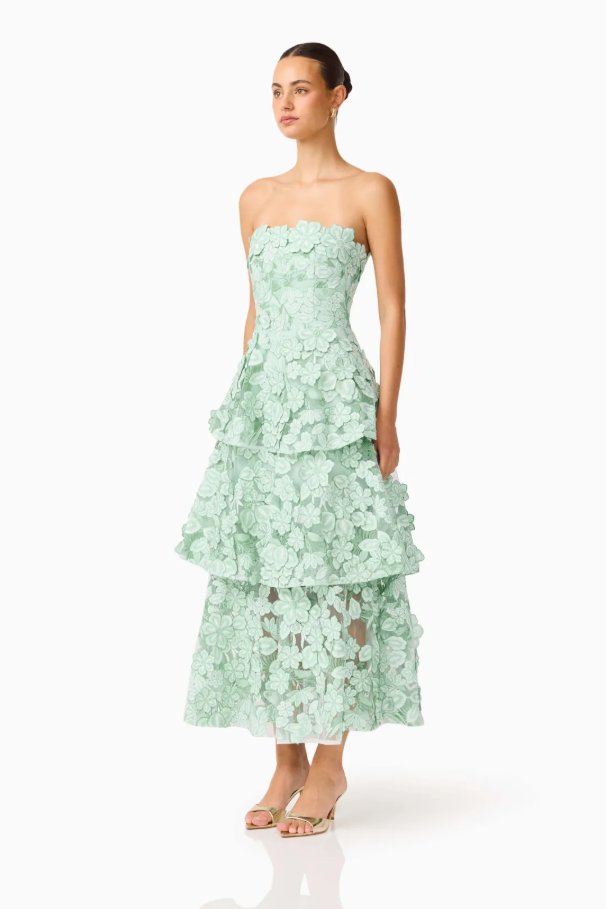 Elliatt Roseate Tiered Maxi Dress in Mint Green Size 10