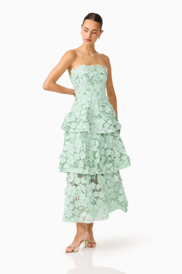 Elliatt Roseate Tiered Maxi Dress in Mint Green Size 10