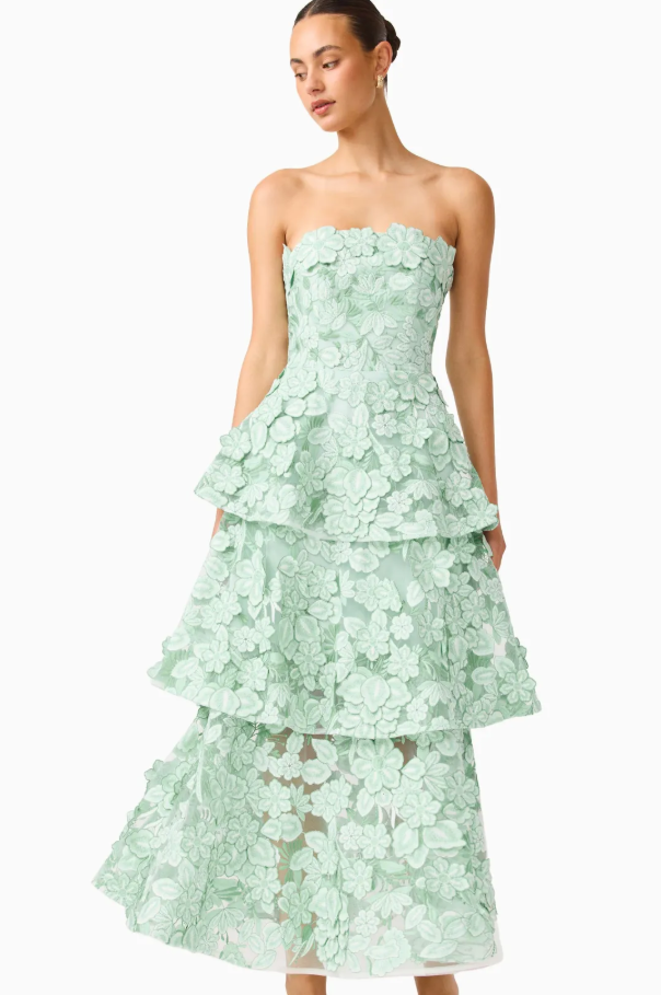 Elliatt Roseate Tiered Maxi Dress in Mint Green Size 10
