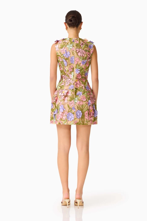 Elliatt Fiora Mini Tulip Dress Pink Green Size 10