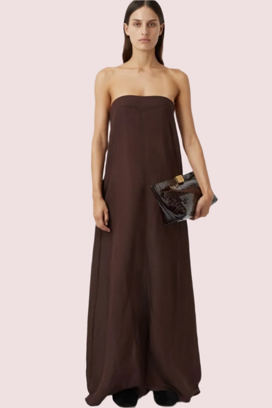 Camilla and Marc Honora Strapless Gown Chocolate Brown Size 8