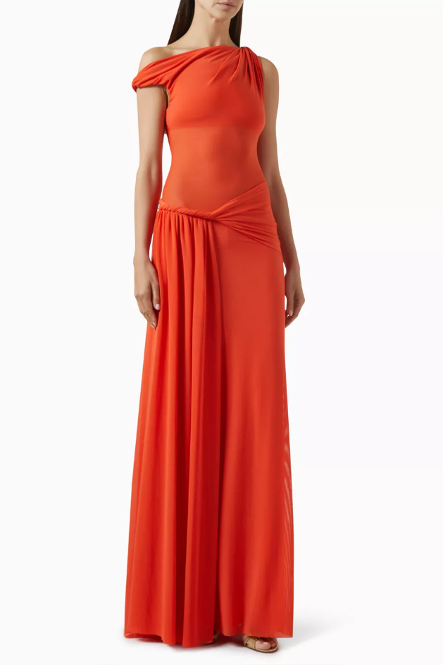 Misha Sisal Mesh Dress - Chilli Orange Size 10