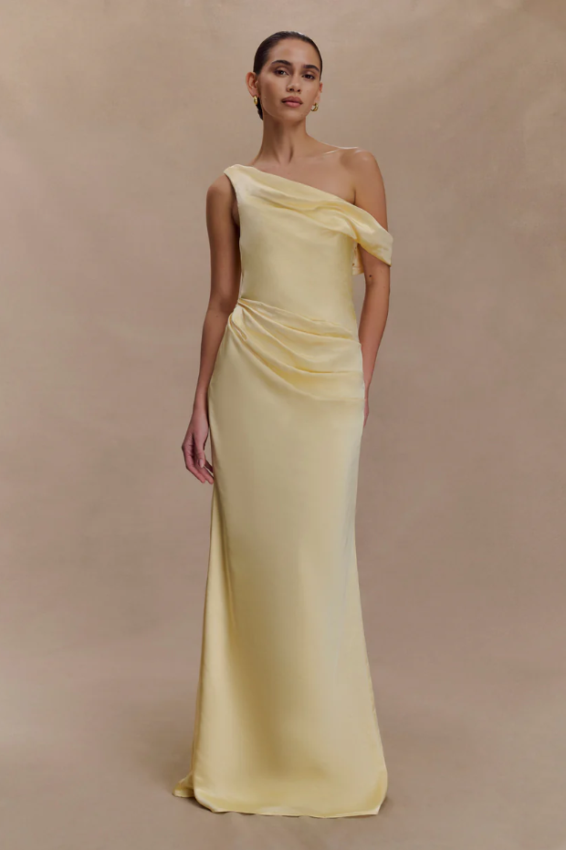 Meshki Dalia Off Shoulder Maxi Satin Dress Size 10