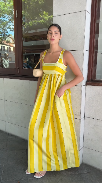 Oroton Slub Silk Stripe Sundress Size 10