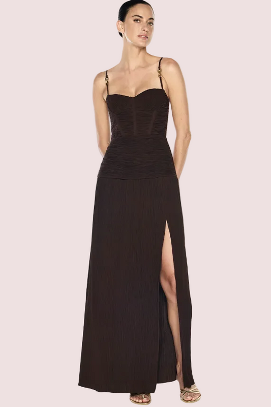 Manning Cartell Double Pleat Gown Brown Size 8