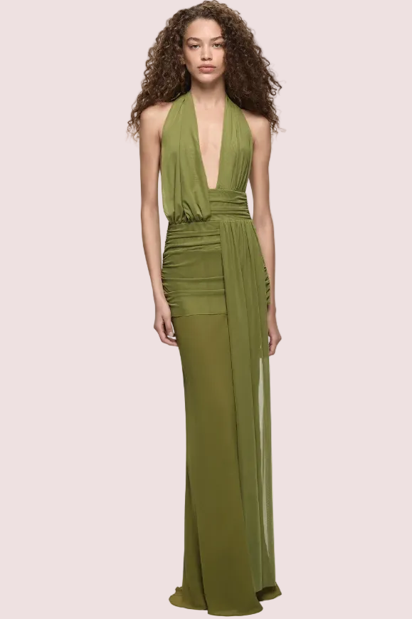 Bec and Bridge Cassis Drape Maxi Fern Green Size 8