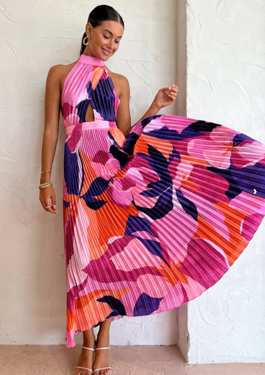 Renaissance Gown in Capri Print Pink Size 8